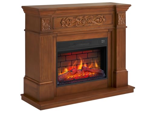 ArtiFlame Elektrokamin Toscana AF23BS, Elektrischer Standkamin mit Heizung 1800 W, realistischer 3D-Flammeneffekt, LED-Beleuchtung, Fernbedienung, Timer, Thermostat, Knistereffekt, MDF (Eiche) – Bild 3