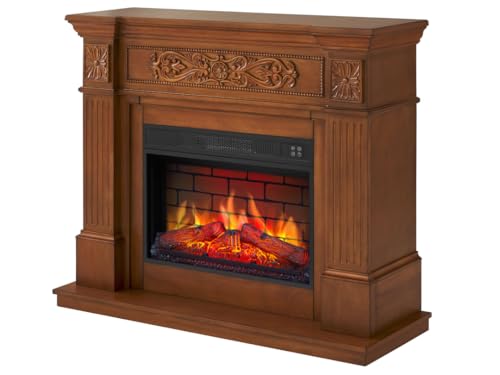 ArtiFlame Elektrokamin Toscana AF23BS, Elektrischer Standkamin mit Heizung 1800 W, realistischer 3D-Flammeneffekt, LED-Beleuchtung, Fernbedienung, Timer, Thermostat, Knistereffekt, MDF (Eiche) – Bild 7
