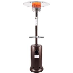 13KW Gas Terrassenheizer,Outdoor-Heizung,Gas-Propangas-Standheizung,runden Tisch und Rädern,Umkippsicherung und Abschaltautomatik,ideal für Garage,Camping,Wandern,Picknicks