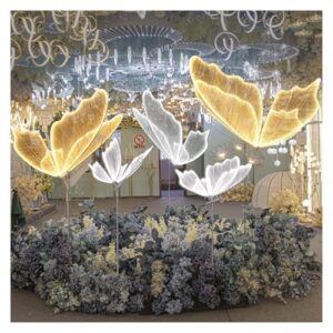 HIFRQVVC Hochzeit Schmetterlinge LED Bodenlicht Stehleuchte Schmetterling mehrfarbig für Hochzeit (2 Stück), 60 – 120 cm (weiß, 120 cm)