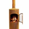 BonFeu BonGiano LP Rost - Terrassenofen - Feuerstelle mit Funkenschutz - Feuersäule Outdoor - Terrassenkamin mit Grillrost - Gartenofen aus hochwertigem Cortenstahl - 30x30x153cm
