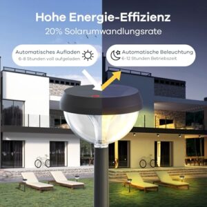 Alternative view of Linkind Solar Gartenlampen 3000K Warmweiß, Solarlampe Aussen Garten mit Lichtsensor, Solar-Wegeleuchten 3 Leuchtmodi, IP54 Wasserdicht Gartenstecker mit Erdspieß für Weg, Auffahrt, 8 Stück
