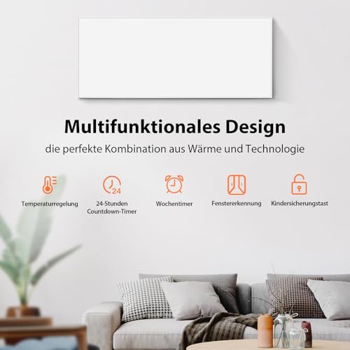 Infrarotheizung WiFi-Steuerung 700 W - Bodenstehend, an der Wand montiert, Infrarot-Heizung energiesparend, mit Fernbedienungsthermostat – Bild 2