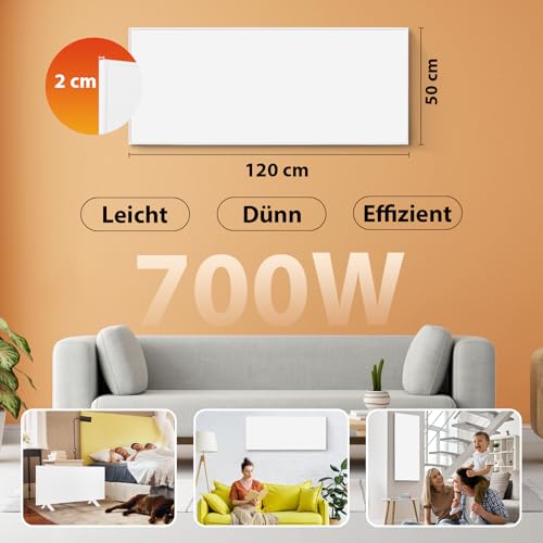Infrarotheizung WiFi-Steuerung 700 W - Bodenstehend, an der Wand montiert, Infrarot-Heizung energiesparend, mit Fernbedienungsthermostat – Bild 5
