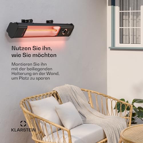 Klarstein Infrarotheizung Standgerät 2000W – 8 Stufen, Fernbedienung, Timer, IP65, Kippschutz, Wandmontage & Standfuß, leise, für Außenbereich bis 15 m², Infrarot Heizung – Bild 3