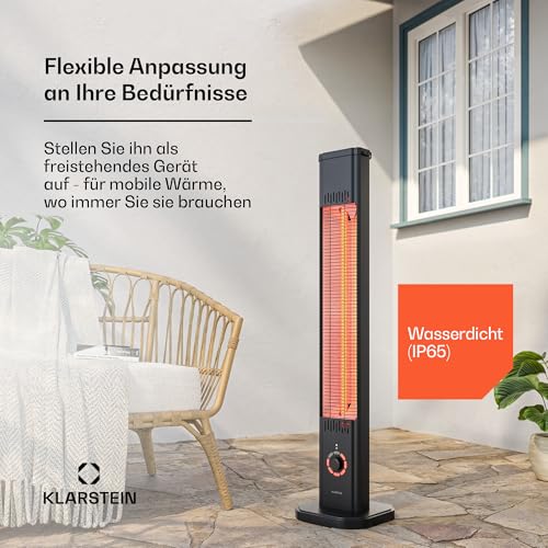Klarstein Infrarotheizung Standgerät 2000W – 8 Stufen, Fernbedienung, Timer, IP65, Kippschutz, Wandmontage & Standfuß, leise, für Außenbereich bis 15 m², Infrarot Heizung – Bild 4