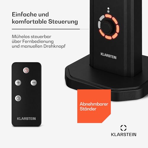Klarstein Infrarotheizung Standgerät 2000W – 8 Stufen, Fernbedienung, Timer, IP65, Kippschutz, Wandmontage & Standfuß, leise, für Außenbereich bis 15 m², Infrarot Heizung – Bild 5