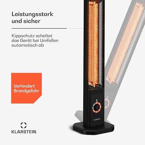 Klarstein Infrarotheizung Standgerät 2000W – 8 Stufen, Fernbedienung, Timer, IP65, Kippschutz, Wandmontage & Standfuß, leise, für Außenbereich bis 15 m², Infrarot Heizung – Bild 7