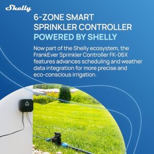 Alternative view of FRANKEVER Sprinkler Controller FK-06X - Smart Sprinkler Controller mit 6 Zonen, betrieben mit Shelly, Wetterbasierte Automatisierung, Integration in Home Assistant, Kompatibel mit 24V AC Systemen