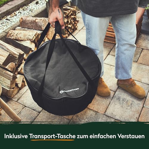 BURNHARD Feuerschale Edelstahl 36 cm, inkl. Aufbewahrungstasche, Feuertonne, Feuerkorb, raucharme Sekundär-Verbrennung, langlebig & mobil für Garten, Terrasse & Balkon – Bild 5