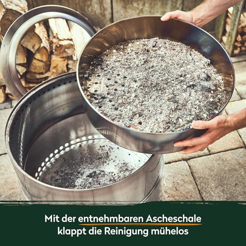 BURNHARD Feuerschale Edelstahl 36 cm, inkl. Aufbewahrungstasche, Feuertonne, Feuerkorb, raucharme Sekundär-Verbrennung, langlebig & mobil für Garten, Terrasse & Balkon – Bild 6