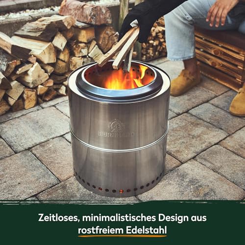 BURNHARD Feuerschale Edelstahl 36 cm, inkl. Aufbewahrungstasche, Feuertonne, Feuerkorb, raucharme Sekundär-Verbrennung, langlebig & mobil für Garten, Terrasse & Balkon – Bild 8
