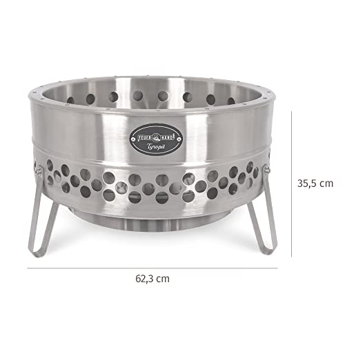 Petromax Tyropit Feuerschale - Feuerkorb für den Garten oder unterwegs beim Camping - standfest und mit integriertem Hitzeschild - aus robustem Edelstahl - 34,9 x 57 x 57 cm – Bild 2