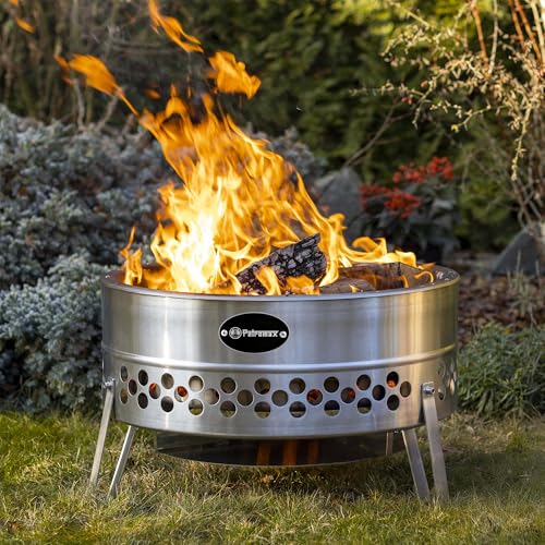 Petromax Tyropit Feuerschale - Feuerkorb für den Garten oder unterwegs beim Camping - standfest und mit integriertem Hitzeschild - aus robustem Edelstahl - 34,9 x 57 x 57 cm – Bild 6