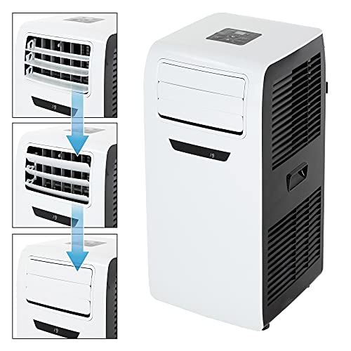 ECD Germany Mobile Klimaanlage 4in1, Luftkühler 9000 BTU 2,6kW, leise, 3 Stufen, Timer, für Räume bis 37m², Klimagerät mit Abluftschlauch, Ventilator mit Fernbedienung/LED-Display, Kühler/Entfeuchter – Bild 4
