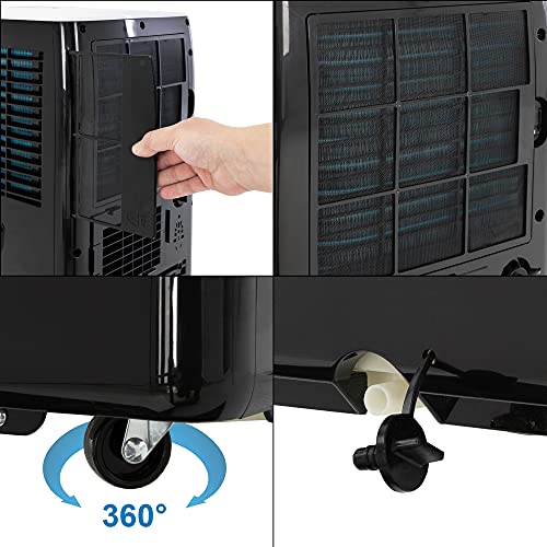 ECD Germany Mobile Klimaanlage 4in1, Luftkühler 9000 BTU 2,6kW, leise, 3 Stufen, Timer, für Räume bis 37m², Klimagerät mit Abluftschlauch, Ventilator mit Fernbedienung/LED-Display, Kühler/Entfeuchter – Bild 7