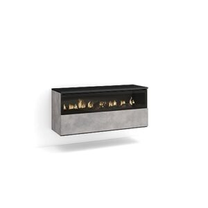 Skraut Home | Elektrokamin LED | Elektrische Kamine | 102x45x35cm | 1 Öffnung, 1 Tür | Elektrokamin. Maße | Hängend | Moderner Stil | Zement