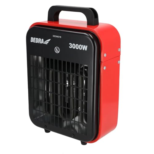 DEDRA Elektrischer Heizlüfter 3kW DED9921B, für gut isolierte Räume, Thermostat, Überhitzungsschutz, drei Betriebsarten, Temperaturregelung, Metallgehäuse, Rot, bis zu ~ 40m2 – Bild 3