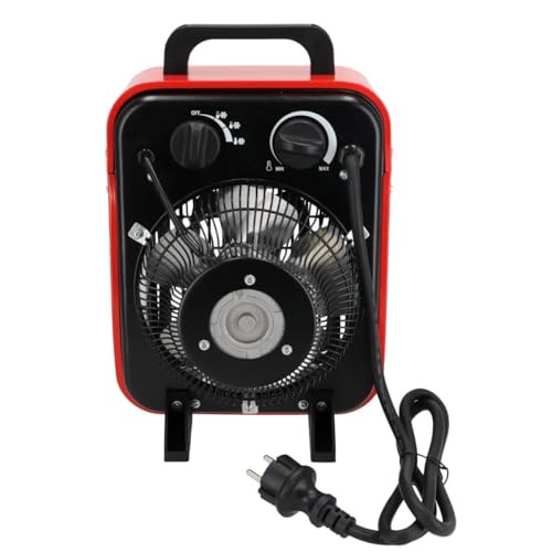 DEDRA Elektrischer Heizlüfter 3kW DED9921B, für gut isolierte Räume, Thermostat, Überhitzungsschutz, drei Betriebsarten, Temperaturregelung, Metallgehäuse, Rot, bis zu ~ 40m2 – Bild 4