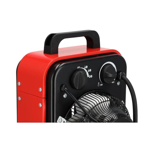 DEDRA Elektrischer Heizlüfter 3kW DED9921B, für gut isolierte Räume, Thermostat, Überhitzungsschutz, drei Betriebsarten, Temperaturregelung, Metallgehäuse, Rot, bis zu ~ 40m2 – Bild 6