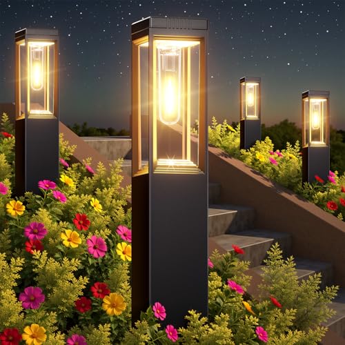 NEEMO Solarlampen für Außen Garten 4 Stück, 2x Größer Solarleuchten für Außen Extrem Hell mit 800 mAh Batterie, IP65 Wasserdicht Modern Solarleuchten Garten Deko für Rasen Terrasse Weg