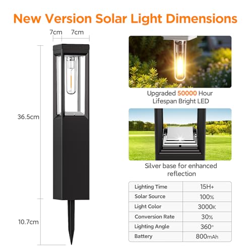 NEEMO Solarlampen für Außen Garten 4 Stück, 2x Größer Solarleuchten für Außen Extrem Hell mit 800 mAh Batterie, IP65 Wasserdicht Modern Solarleuchten Garten Deko für Rasen Terrasse Weg – Bild 6