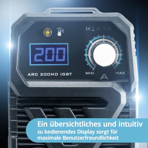 STAHLWERK Elektroden-Schweißgerät ARC 200 MD – Vollausstattung – flexibel einsetzbar ohne Gas, kompakt, leicht, MMA, E-Hand, 200 A, Smartkühlung, Überhitzungsschutz, Hotstart, Anti-Stick-Funktion – Bild 6