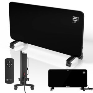 Juskys Glasheizung 2000W Glaskonvektor, Elektroheizung, App-Steuerung, LED-Display, Timer, Wand- & Standgerät mit Fernbedienung