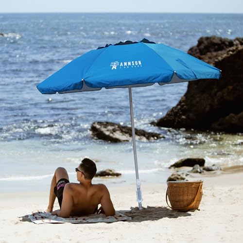 AMMSUN Sonnenschirm mit Fransen und Tragetasche, 183 cm, Multicolor-Yellow – Bild 3