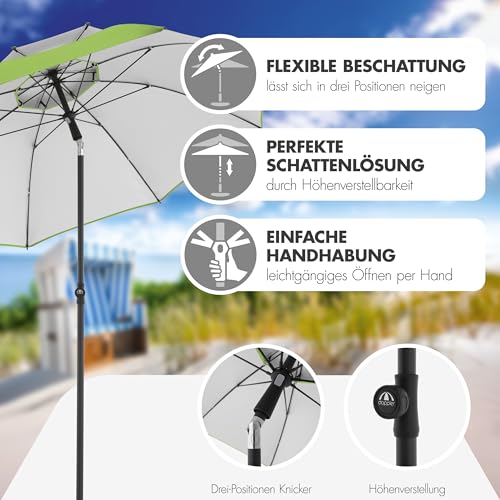Doppler Sonnenschirm 200cm in grün I für Strand sowie Balkon & Terrasse I Schirm höhenverstellbar I Mit UV-Schutz & knickbar I Für Strand & Freibad I Strandschirm – Bild 3