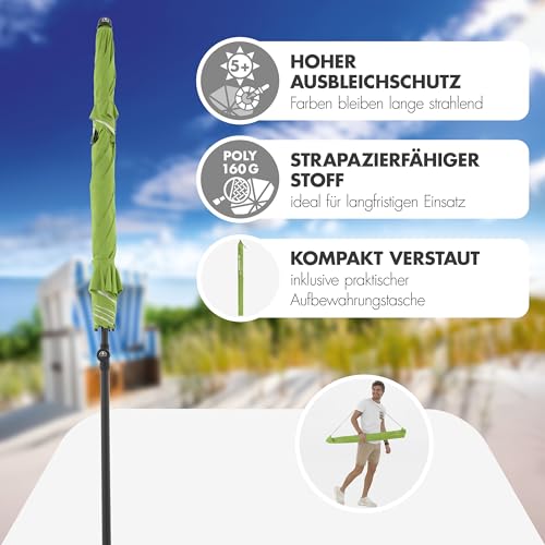 Doppler Sonnenschirm 200cm in grün I für Strand sowie Balkon & Terrasse I Schirm höhenverstellbar I Mit UV-Schutz & knickbar I Für Strand & Freibad I Strandschirm – Bild 4