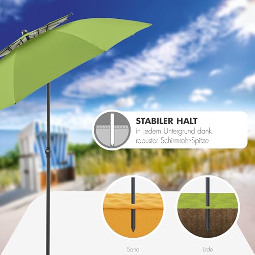 Doppler Sonnenschirm 200cm in grün I für Strand sowie Balkon & Terrasse I Schirm höhenverstellbar I Mit UV-Schutz & knickbar I Für Strand & Freibad I Strandschirm – Bild 5