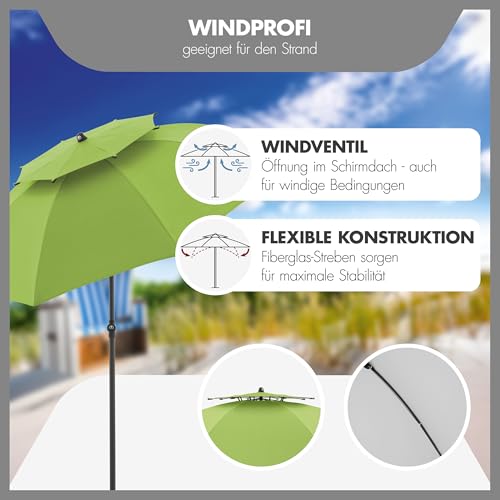 Doppler Sonnenschirm 200cm in grün I für Strand sowie Balkon & Terrasse I Schirm höhenverstellbar I Mit UV-Schutz & knickbar I Für Strand & Freibad I Strandschirm – Bild 6