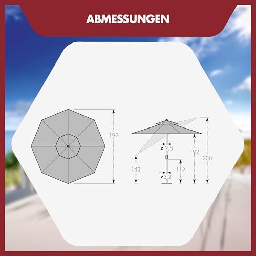 Doppler Sonnenschirm 200cm in grün I für Strand sowie Balkon & Terrasse I Schirm höhenverstellbar I Mit UV-Schutz & knickbar I Für Strand & Freibad I Strandschirm – Bild 8
