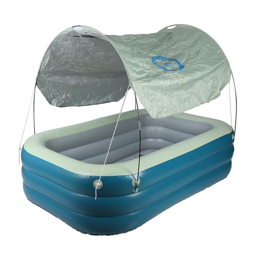 Generic Aufblasbarer Pool, Aufblasbarer Familienpool, Interessantes PVC-Material, Harmlos, Verdickt, groß, mit Überdachung für für den Außenbereich (Green)