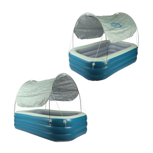 Generic Aufblasbarer Pool, Aufblasbarer Familienpool, Interessantes PVC-Material, Harmlos, Verdickt, groß, mit Überdachung für für den Außenbereich (Green) – Bild 4