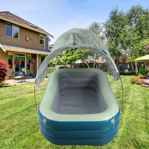 Generic Aufblasbarer Pool, Aufblasbarer Familienpool, Interessantes PVC-Material, Harmlos, Verdickt, groß, mit Überdachung für für den Außenbereich (Green) – Bild 5