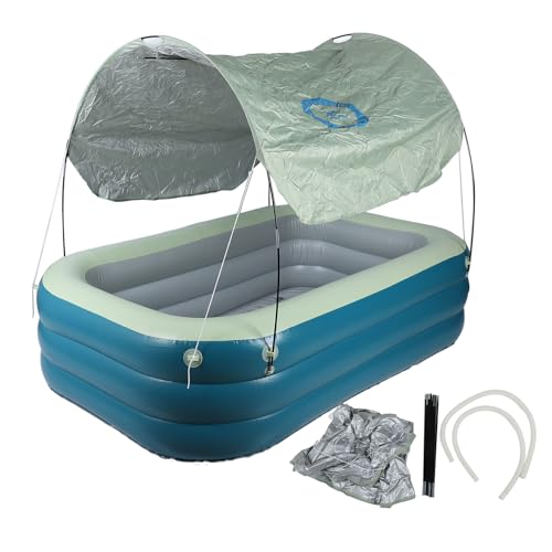 Generic Aufblasbarer Pool, Aufblasbarer Familienpool, Interessantes PVC-Material, Harmlos, Verdickt, groß, mit Überdachung für für den Außenbereich (Green) – Bild 6