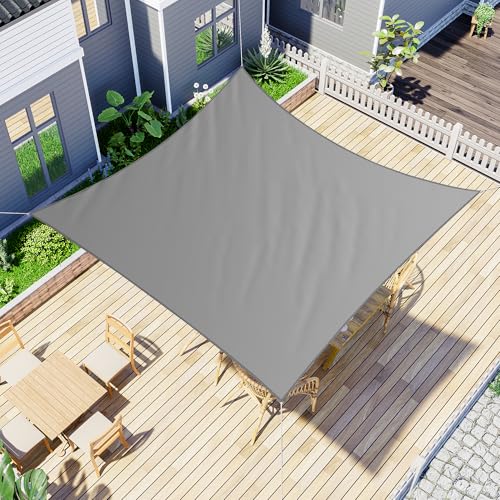 jarolift Sonnensegel Quadrat, Wasserabweisend, Sonnenschutz Sichtschutz für Terrasse Garten Balkon, Polyestergewebe, 360 x 360 cm, Hellgrau