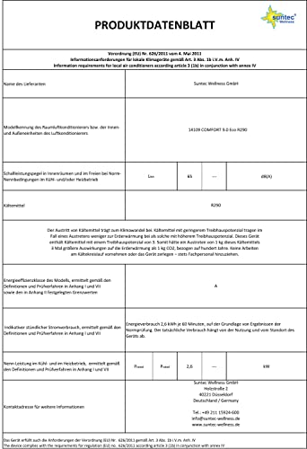 SUNTEC Mobiles Klimagerät Comfort 9.0 Eco R290 – Klimaanlage mobil und leise mit Abluftschlauch – Kühler & Entfeuchter für Räume bis 34 qm – Mobile Kühlung für Wohnung & Büro – 9.000 BTU | 2600 Watt – Bild 10