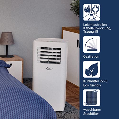 SUNTEC Mobiles Klimagerät Comfort 9.0 Eco R290 – Klimaanlage mobil und leise mit Abluftschlauch – Kühler & Entfeuchter für Räume bis 34 qm – Mobile Kühlung für Wohnung & Büro – 9.000 BTU | 2600 Watt – Bild 4