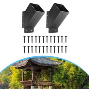 Alternative view of HEBEOT 45-Grad-Pergola-Halterungs-Set, robuster Karbonstahl, wetterbeständig, schwarze Beschichtung, verbesserte Stabilität, einfache Installation, vorgebohrte Löcher für Outdoor-Strukturen, Pergolen