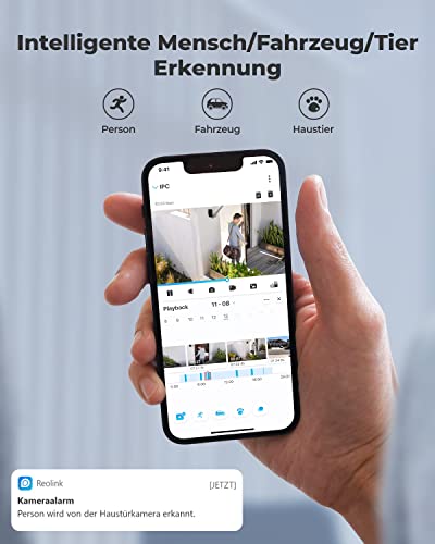 Reolink 12MP PoE Überwachungskamera Aussen mit Spotlight, Farbige Nachtsicht, Zwei-Wege-Audio, 24/7 Aufnahme, Smarte Erkennung, Zeitraffer, Outdoor IP-Kamera mit microSD Kartenslot (Weiß, Dome) – Bild 3