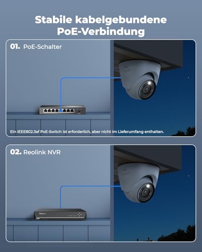 Reolink 12MP PoE Überwachungskamera Aussen mit Spotlight, Farbige Nachtsicht, Zwei-Wege-Audio, 24/7 Aufnahme, Smarte Erkennung, Zeitraffer, Outdoor IP-Kamera mit microSD Kartenslot (Weiß, Dome) – Bild 5