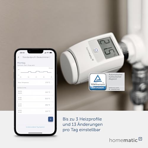 Homematic IP Smart Home Heizkörperthermostat, digitaler Thermostat Heizung, Heizungsthermostat, Steuerung per App, Alexa & Google Assistant, einfache Installation, Energie sparen, 140280A0 – Bild 2