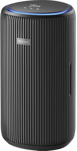 Philips Luftreiniger der Serie 3200, HEPA NanoProtect Aktivkohlefilter, CADR 520m³/h für 135m² Allergiker, Ultra-leise, Intelligent und Energieeffizient, Schwarz (AC3221/13)