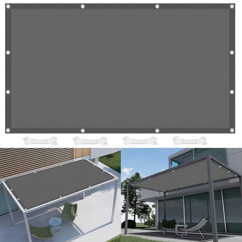 Sonnenschutz Segel Garten 320 x 340 cm Sonnenschutz UV Schutz Windschutz, Schutzplane Windschutz Überdachung Plane für Terrasse Balkon Garten, Dunkelgrau