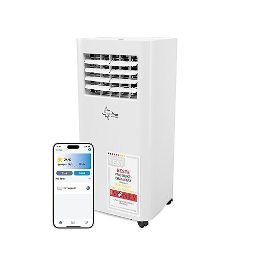 SUNTEC Mobiles Klimagerät Comfort 7.0 Eco R290 APP – Klimaanlage mobil und leise mit Smart App Steuerung – Entfeuchter für Räume bis 25 qm – Mobile Kühlung in Wohnung & Büro – 7.000 BTU – 2.050 Watt