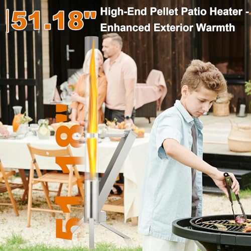 Outdor Holzpellet-Terrassenheizung mit Aschenbecher, Pellet-Feuerrohr, ideal für Camping, Lagerfeuerparty, Essen im Freien, Terrasse, Hinterhof, Strand, bringen Glück in Ihr Leben (Silber) – Bild 5