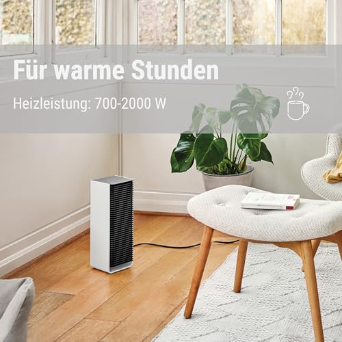 Stadler Form Heizlüfter Sam mit WiFi, PTC-Keramik-Heizelement, Auto-Modus, Thermostat, Kippschutz, 4 Leistungsstufen, 700-2‘000 W, mobil, energiesparend, leise, weiss-schwarz – Bild 5